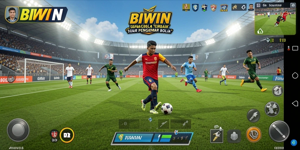 Tampilan gameplay menarik dari BIWIN dengan aksi sepak bola yang mendebarkan.