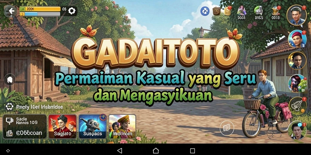 Tampilan gameplay seru di GADAITOTO dengan karakter lucu dan tantangan menarik.
