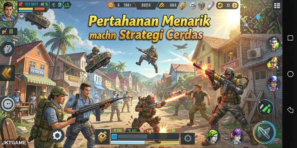 Screenshot utama JKTGAME menampilkan aksi seru dalam Tower Defense.