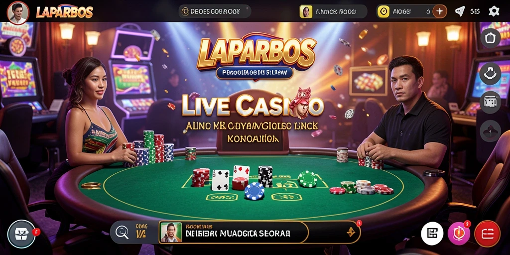 Screenshot utama LAPARBOS menampilkan dealer langsung dan gameplay interaktif yang menegangkan.