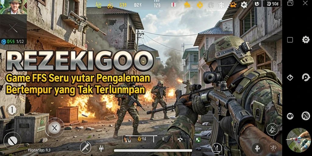 Screenshot utama menunjukkan aksi pertempuran intens di REZEKIGO.