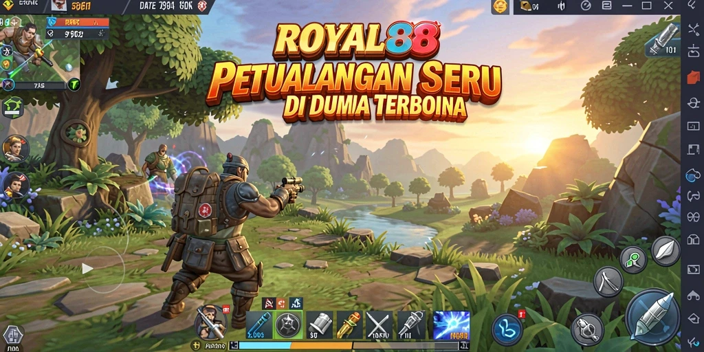 Screenshot gameplay ROYAL88 menampilkan eksplorasi dunia terbuka yang luas.