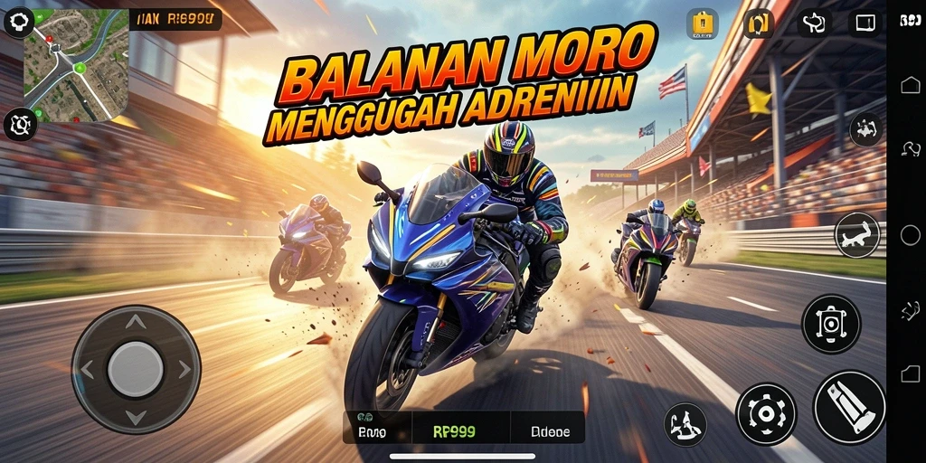 Tampilan gameplay seru dalam balapan motor RP99.
