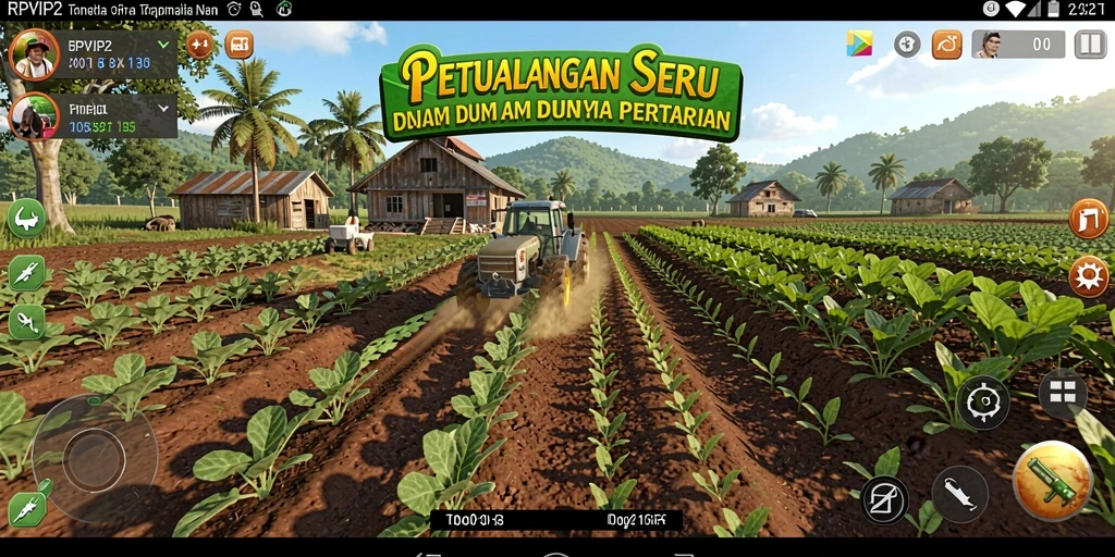 Screenshot gameplay RPVIP2 yang menunjukkan aktivitas bercocok tanam dengan sangat detail.